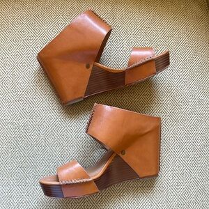 Trask Cognac Colored Wedges, 8